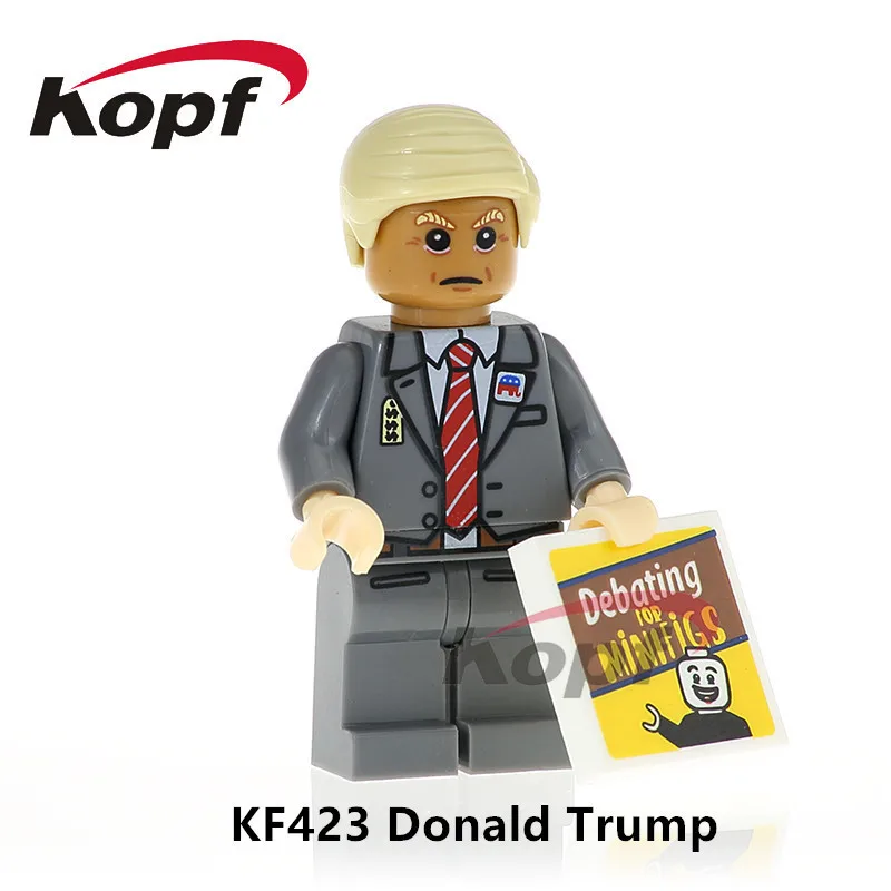 

Building Blocks Single Sale Donald Trump Hillary Clinton Mr.Bean Super Heroes Bricks Best Education Toys for children KF423