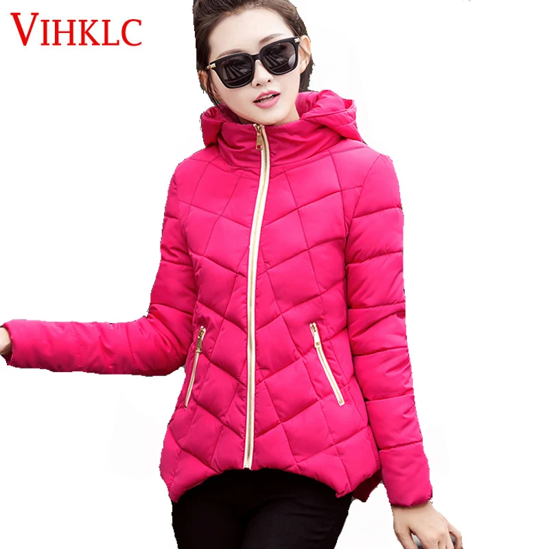 2017 зимняя куртка Женское пальто модная теплая одежда короткая однотонная парка с