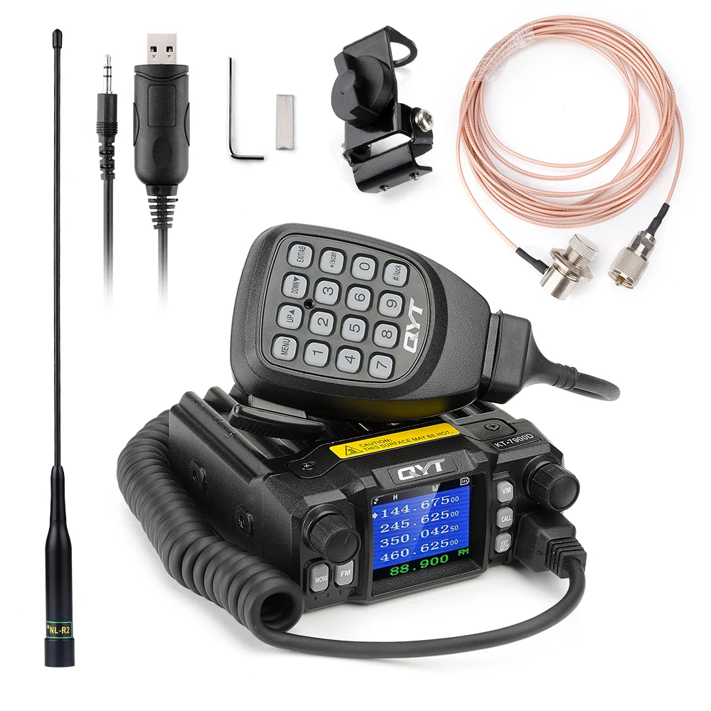 QYT KT-7900D Mini Amateur Mobile Transceiver Quad Band 144/220/350/440MHZ 25W Ham Car Mobile Radio with Program Cable+ Rich Gift