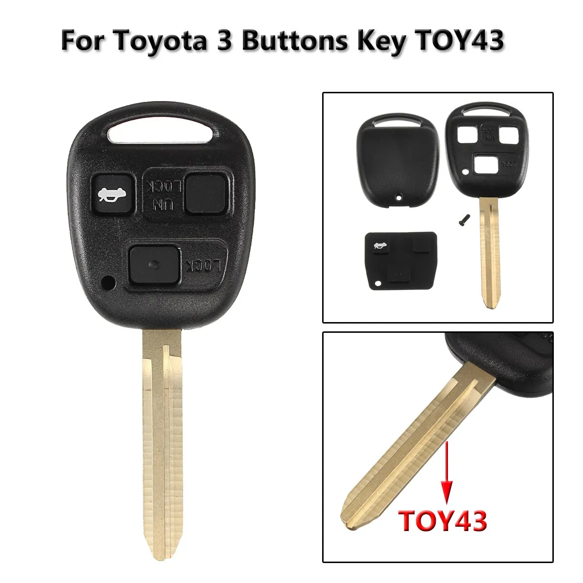 

3 Buttons Car Remote Key Case Fob Cover For Toyota Avensis Corolla Yaris Rav4