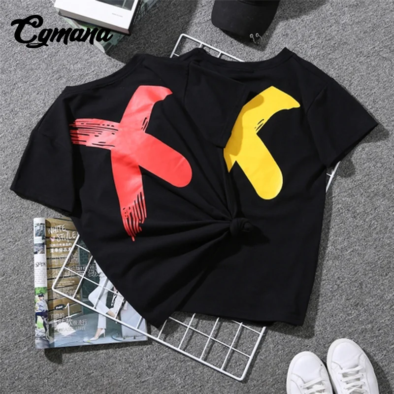 Cgmanat футболка Для женщин х печатных футболки High Street летние хлопковые хип хоп