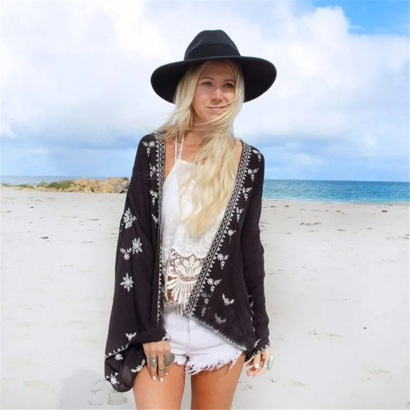 

Blouses Women Kimono Women Loose Vintage Chiffon Cardigan Kimonos Boho Tops Jacket Blouse Beach Cover Up Sunscreen Beachwear