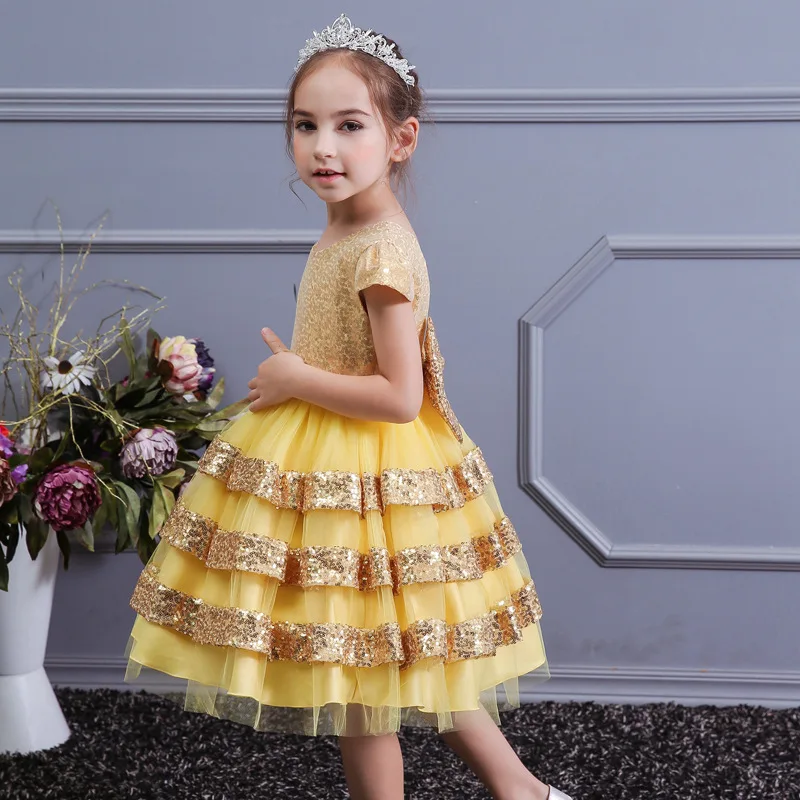 2019 Girls Dress Pegeant Sequined Backless Kids Dresses For Girls Wedding Party Princess Dresses Baby Girls Layered Tutu Dresses (12)