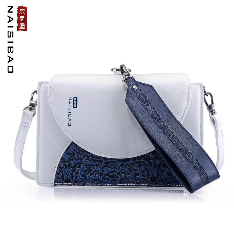 

NAISIBAO high quality fashion luxury brand 2018 new leather handbag shoulder bag mini Messenger bag leather embossed pouch