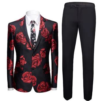 

European banquet dress (coat + pants) high quality men's wedding groom suit 2 piece set men's blazer high-end Plus size suits