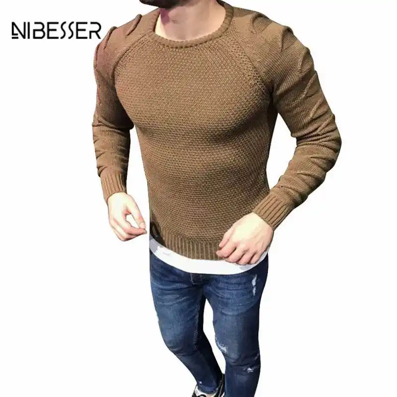 Download NIBESSER Hole Fish Scaly Sweater 2019 Men's Crew Neck ...