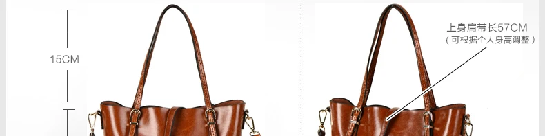 GESUNRY Brand 2018 Fashion Women Handbag Genuine Leather Women Bag Soft Oil Wax Leather Shoulder Bag Large Capacity Casual Tote (2)