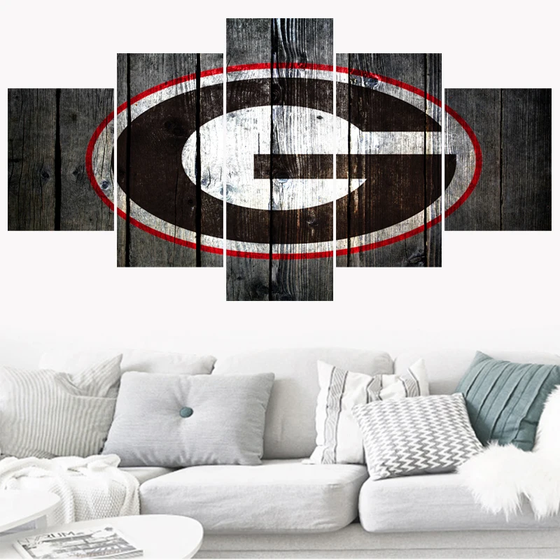 

5 Panel Sport Georgia Bulldogs Logo Animal Prints Wall Home Decor Picture Canvas Painting Calligraphy For Living Room Bedroom