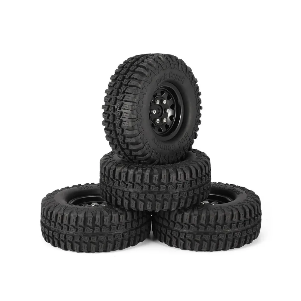 

4Pcs 1.9 Inch 100mm Rubber Tires RC Crawler Car Part Tire with Metal Wheel Rim Set for 1/10 Traxxas TRX-4 SCX10 RC4 D90