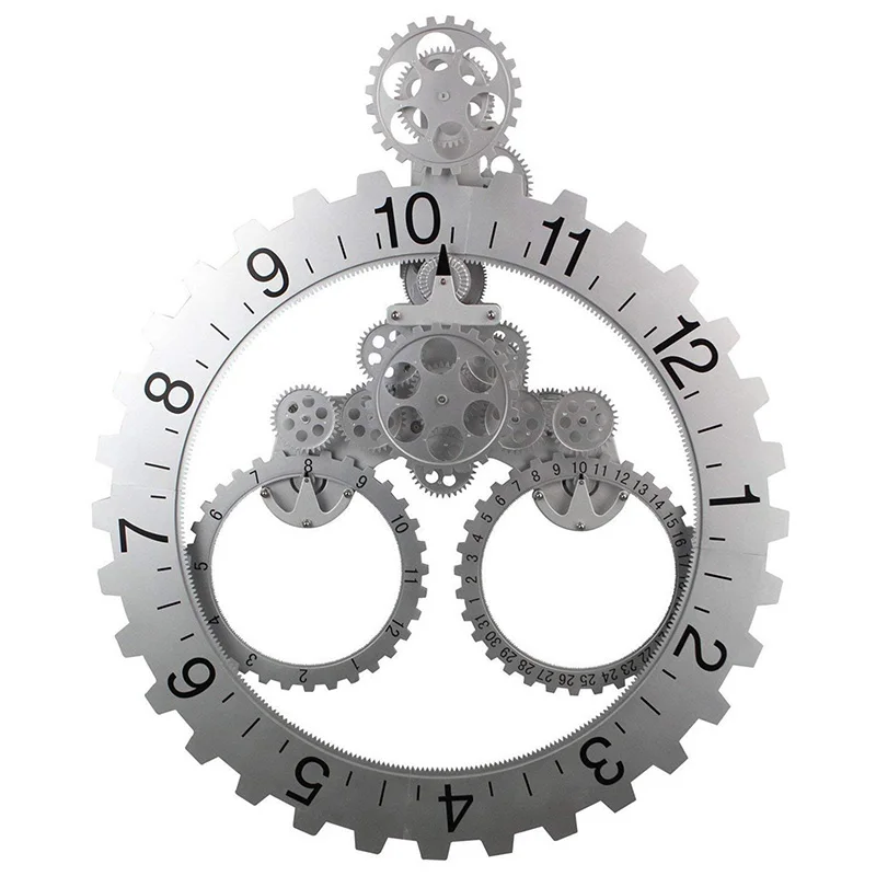 

DIY Large Mechanical Style Gear Elements Quartz Movement Wall Clock Decorative Modern Steampunk Big Month/Date/Hour Wheel Clocks