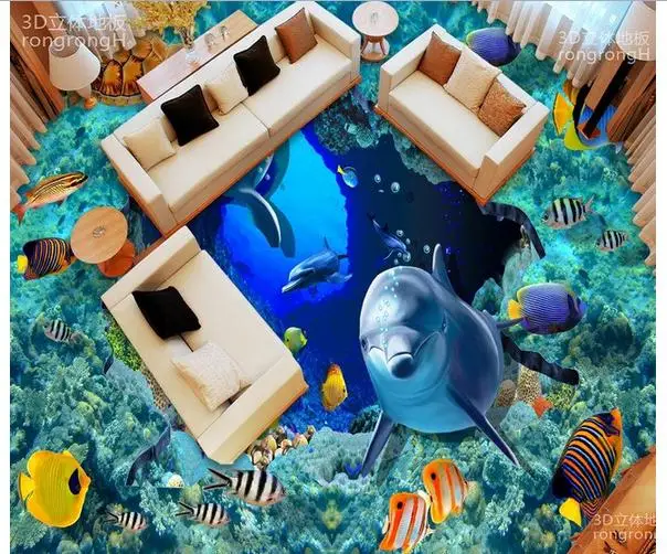 

Custom photo Waterproof floor wallpaper Creative taphrogenic world 3d mural PVC wallpaper self-adhesion floor wallpaer