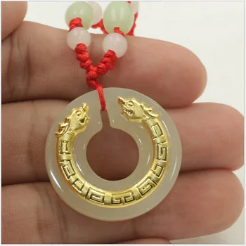 

3D gold inlay and Tian Yulong pendant h58#