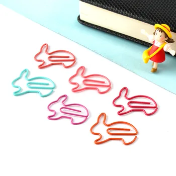 

200 pcs Korean creative stationery rabbit paper clip Fresh Style Color Metal Binder Clips Notes Letter Paper Books File School