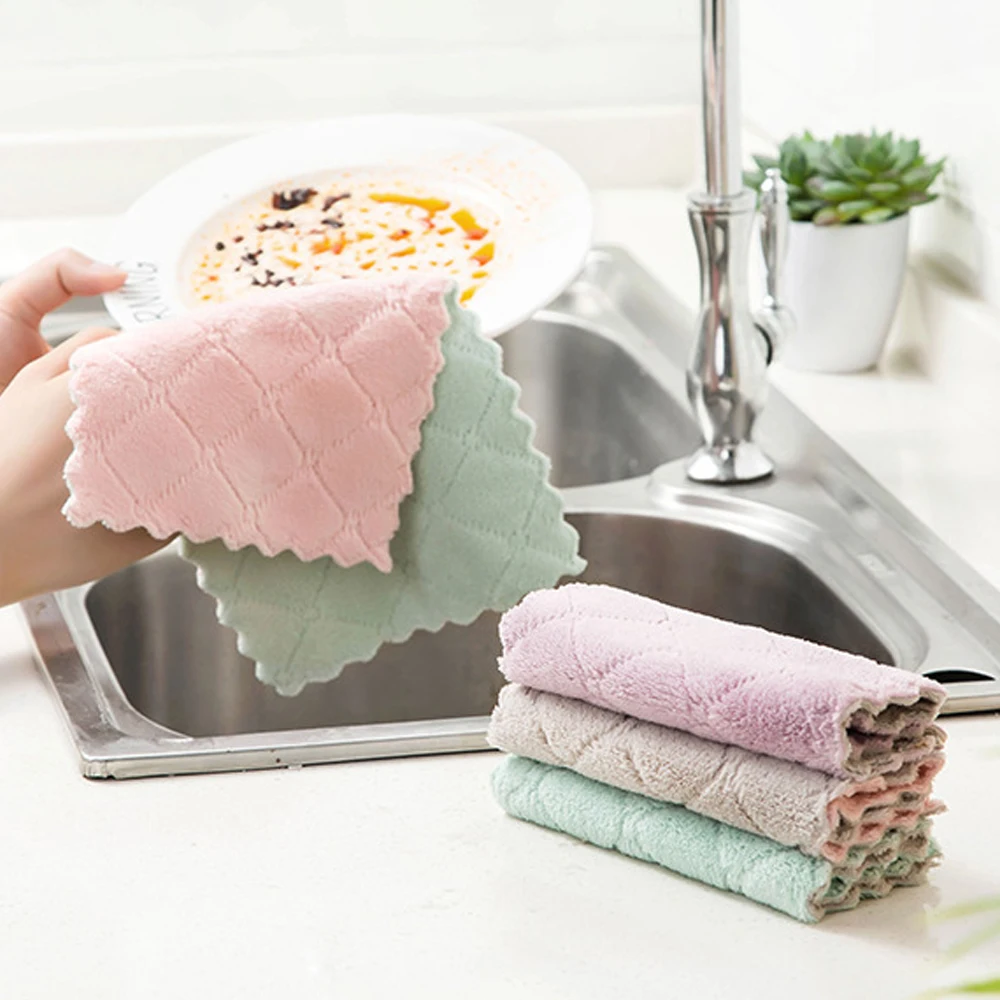 kichen tools Super Absorbent Microfiber kitchen dish Cloth High-efficiency tableware Household Cleaning Towel gadgets cosina (8)