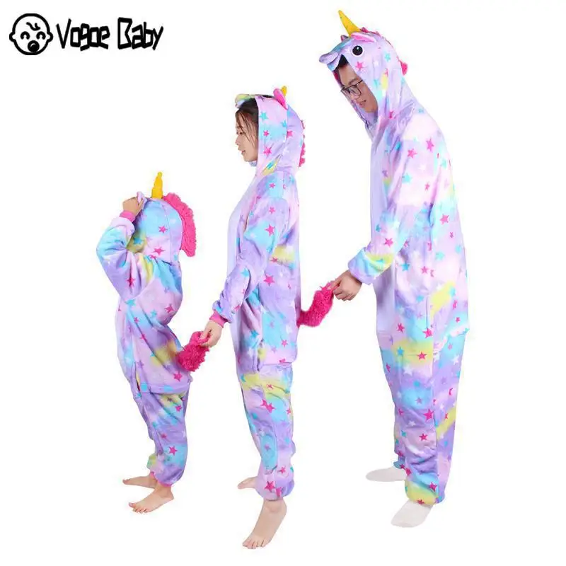 

Mother Kids Mother Son Outfits Unicorn Pyjamas Flannel Animal Matching Family Outfits Pajamas Hooded Pegasus Sleepwear 7479
