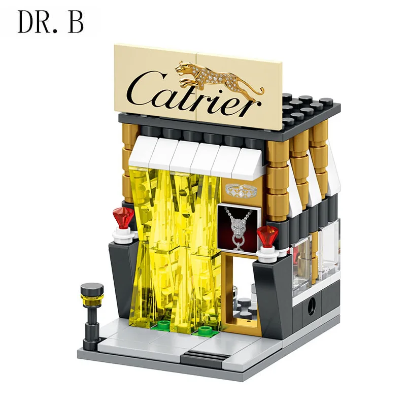 

DR.B City Mini Street Musical Instrument Watch Vegetable Coffee Store Kid Building Blocks Bricks Model Children's Diy Toys