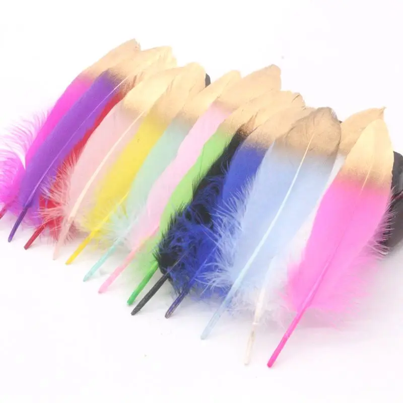 

Wholesale 10Pcs / latest unique golden goose feather 15-20cm / 6-8 inch feather crafts DIY decorative accessories feather weddin