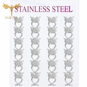 

FGifter 12pcs/lot Wholesale Earrings Lucky Owl Silver Color Stud Earrings Stainless Steel Jewelry Part Gifts