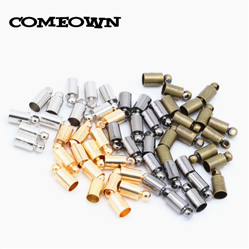 COMEOWN 100pcs Antique Bronze End Caps End Clasps for Round Leather