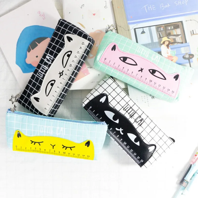 

1 PC Cartoon Cat Pencil Case For Girls Boys Canvas School Supplies Stationery School Pencil Box Cute Pencilcase Pencil Bag