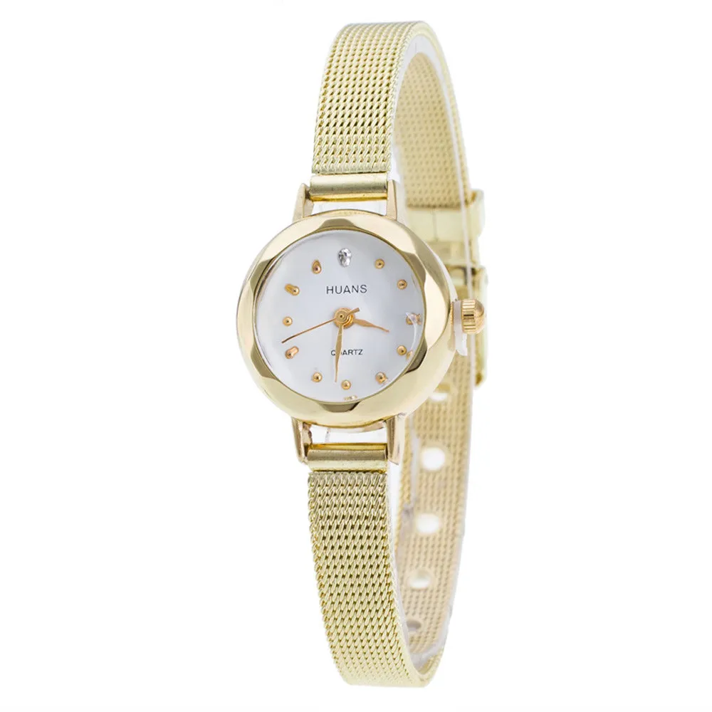 Маленький круглый циферблат для женщин сетка нержавеющая сталь Ремешок кварцевые часы известный роскошный Топ бренд простой дизайн женские наручные часы F - Цвет: Золотой