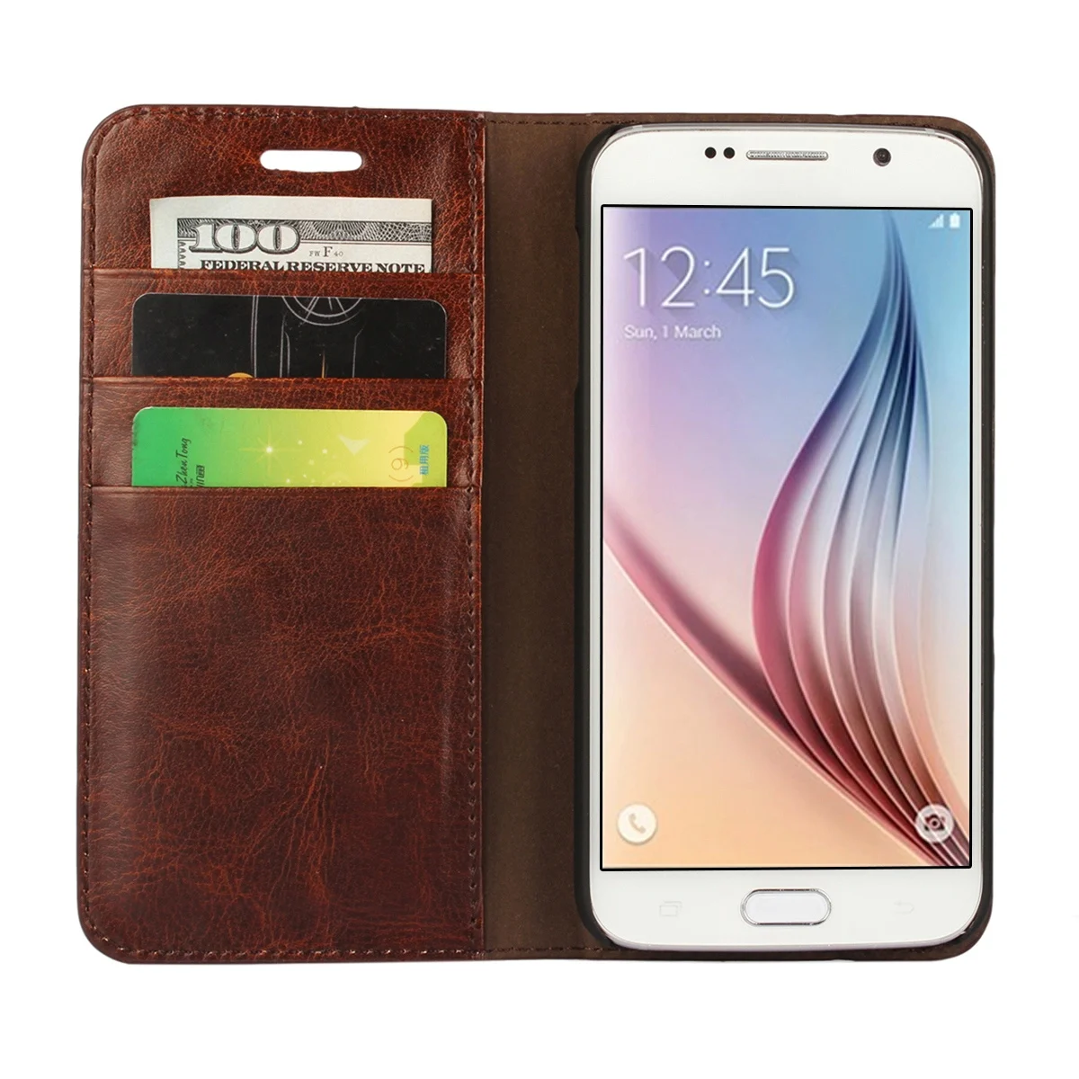 Luxury Real cowhide genuine leather Phone cover wallet bag flip case for Samsung galaxy Note4 Note5 S7 Edge S5 S6 Edge Plus A7