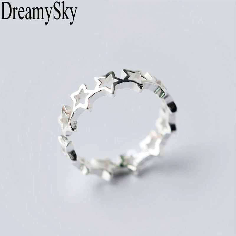 

DreamySky 100% Real 925 Sterling Silver Star Rings For Women Adjustable Wedding Ring Fashion Jewelry