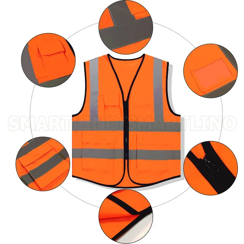 Защитная одежда из полиэстера для дорожного движения, строительства, безопасности, высокой видимости, светоотражающий защитный жилет Предупреждение ющая одежда, рабочая одежда