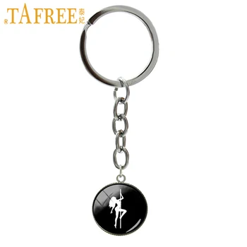 

TAFREE Fashion Pole Dance Keychain Pretty Dance Girls Stripper Silhouette Profile Image Key Chain Trendy Exquisite Jewelry T489