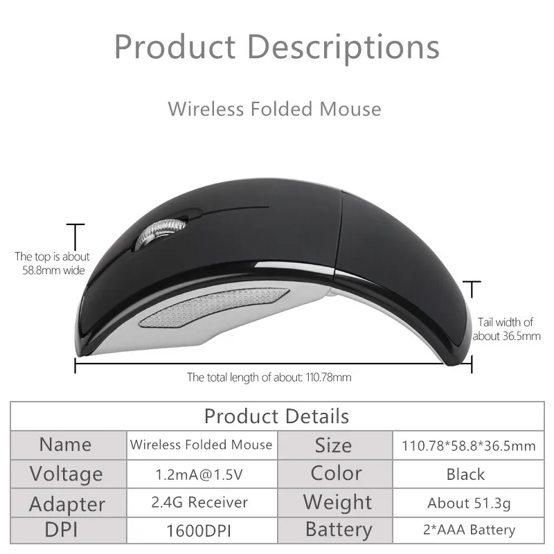 Wireless portable small mouse 2.4Ghz 1600DPI foldable optical mouse for xiaomi / lenovo / asus office computer 4 color optional Wireless portable small mouse 2.4Ghz 1600DPI foldable optical mouse for xiaomi / lenovo / asus office computer 4 color optional