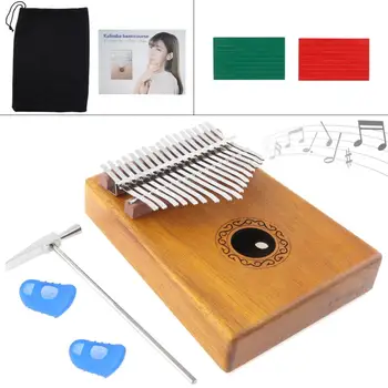 

17 Keys Kalimba Single Board Solid Acacia Wood Finger Thumb Piano Mbira Natural Wood Mini Musical Instrument with Tuning Hammer