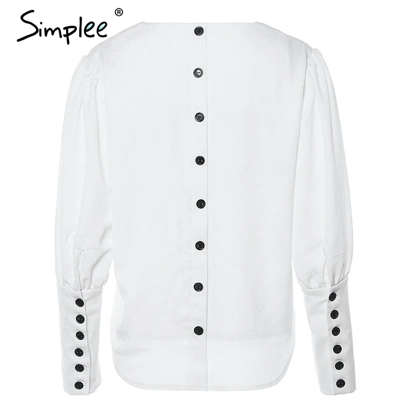 Simplee V neck women blouse shirt Puff sleeve button white blouse Autumn winter lady shirt top Female office chiffon blouse tops Simplee V neck women blouse shirt Puff sleeve button white blouse Autumn winter lady shirt top Female office chiffon blouse tops