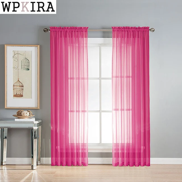Rose Red Solid White Tulle Curtains For Living Room Purple Kitchen Modern Window Treatments Green Voile Curtain Drape 184&30