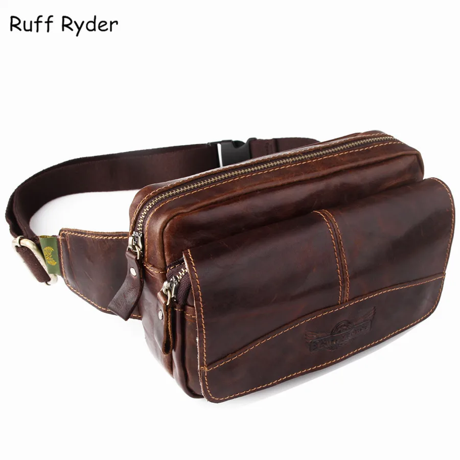 Ruff Ryder Genuine Leather Waist Packs Fanny Pack Belt Bag Phone Pouch Bags Travel Waist Pack ...