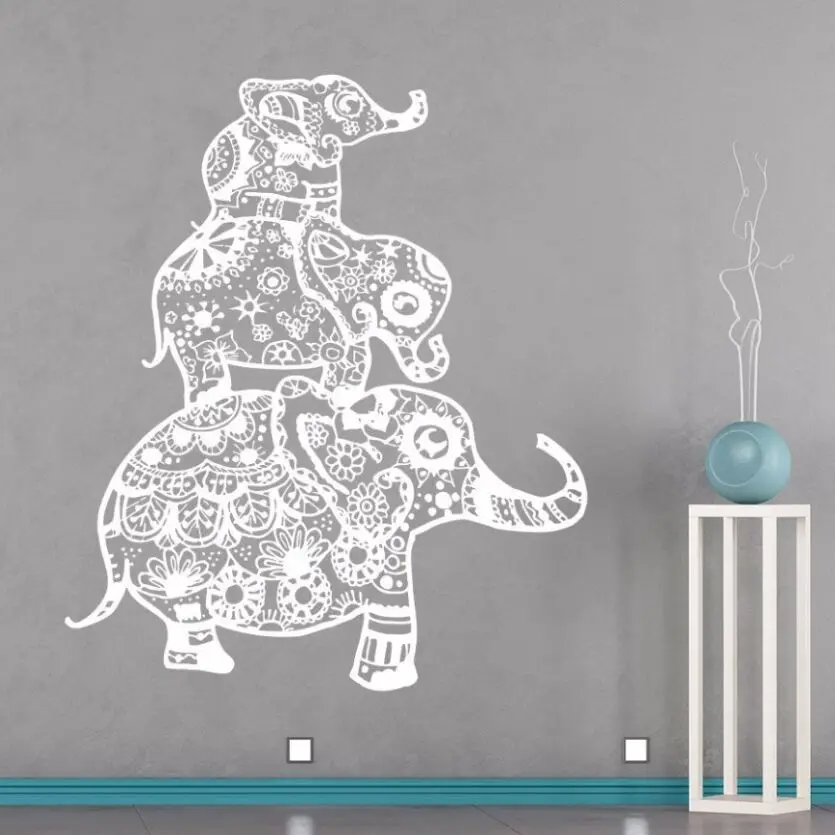 Elephants Family Wall Decal Bohemian Bedding Boho Wall Sticker Vinyl