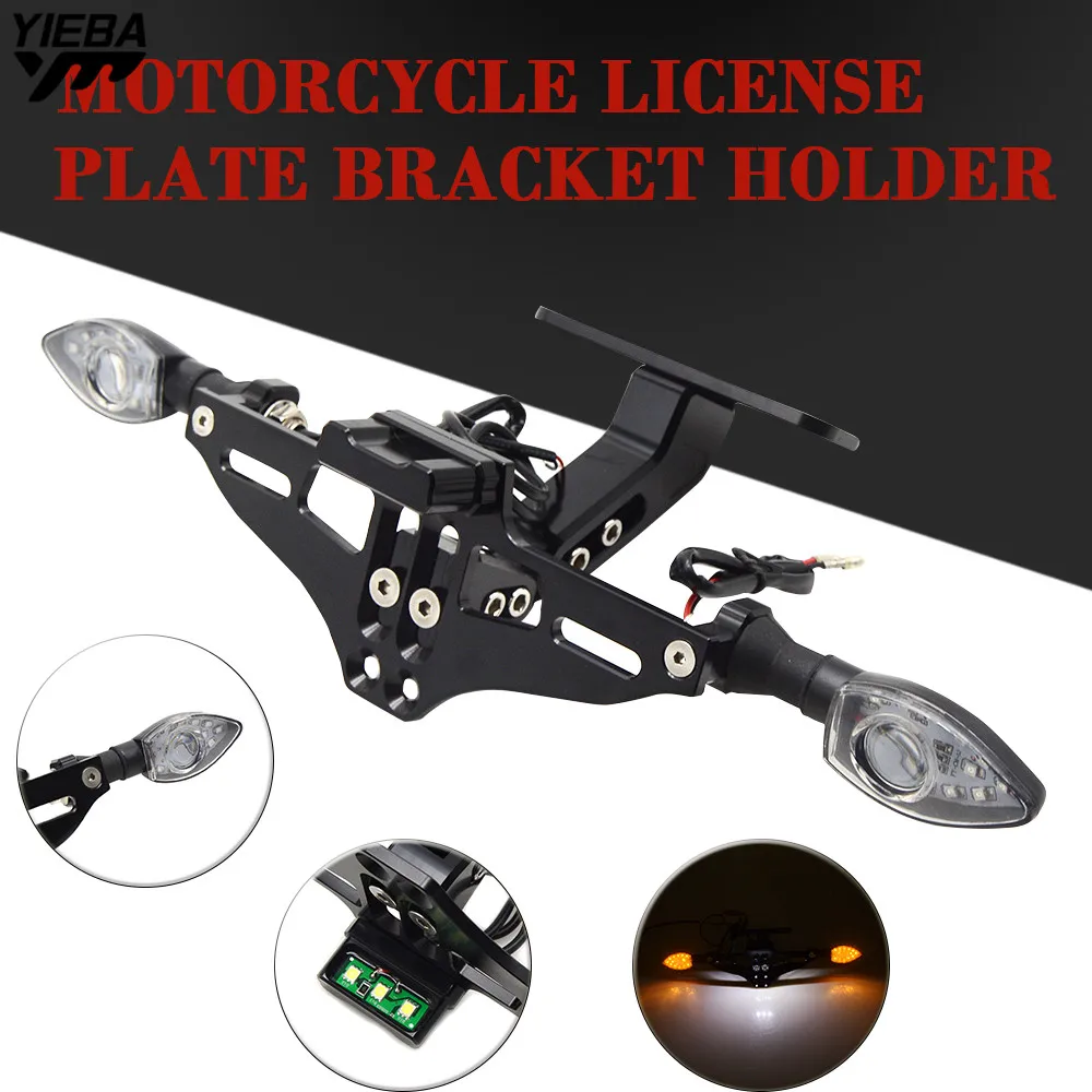 Motorcycle License Plate Bracket Licence Plate Holder With Light FOR kawasaki ER6F ER6N ER 6N 6F VERSYS 1000 ZZR600 VN1600 Z900