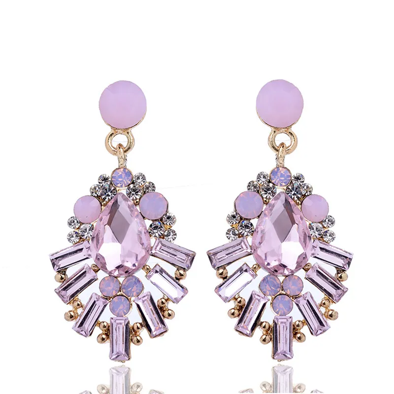 

Crystal Opal Stone Waterdrop Drop Earrings Rhinestone Gold Color Piercing Earrings Women Wedding Jewelry Christmas Gift 2018