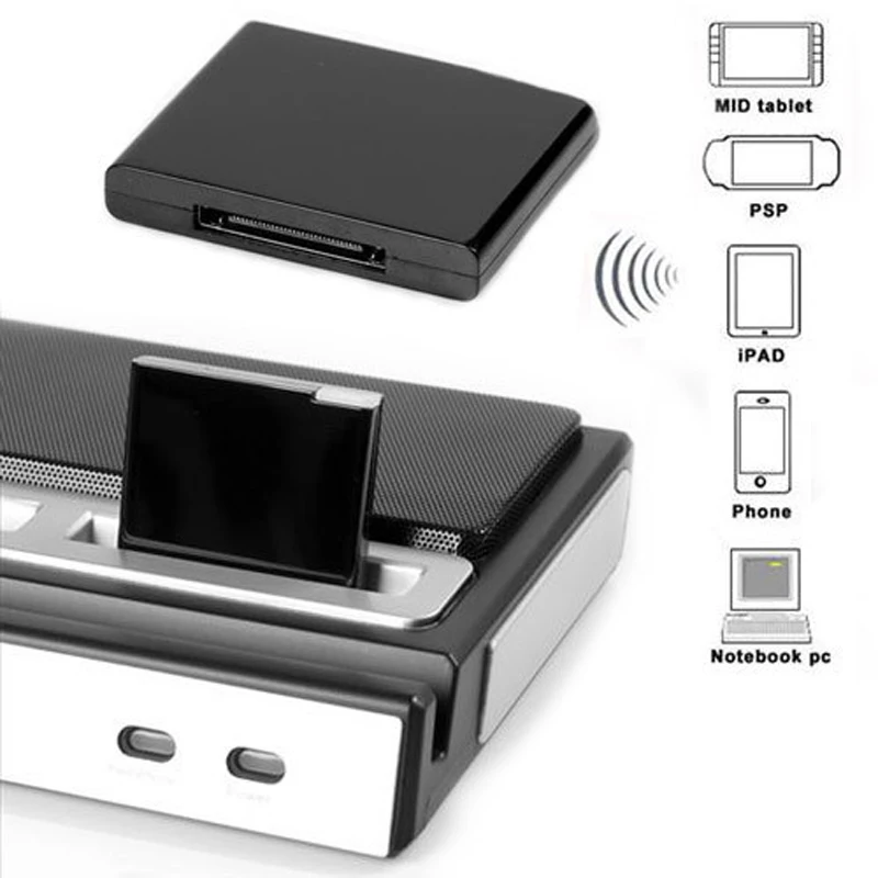 Wireless Stereo Bluetooth Music Receiver for iPhone iPad iPod 30 pin