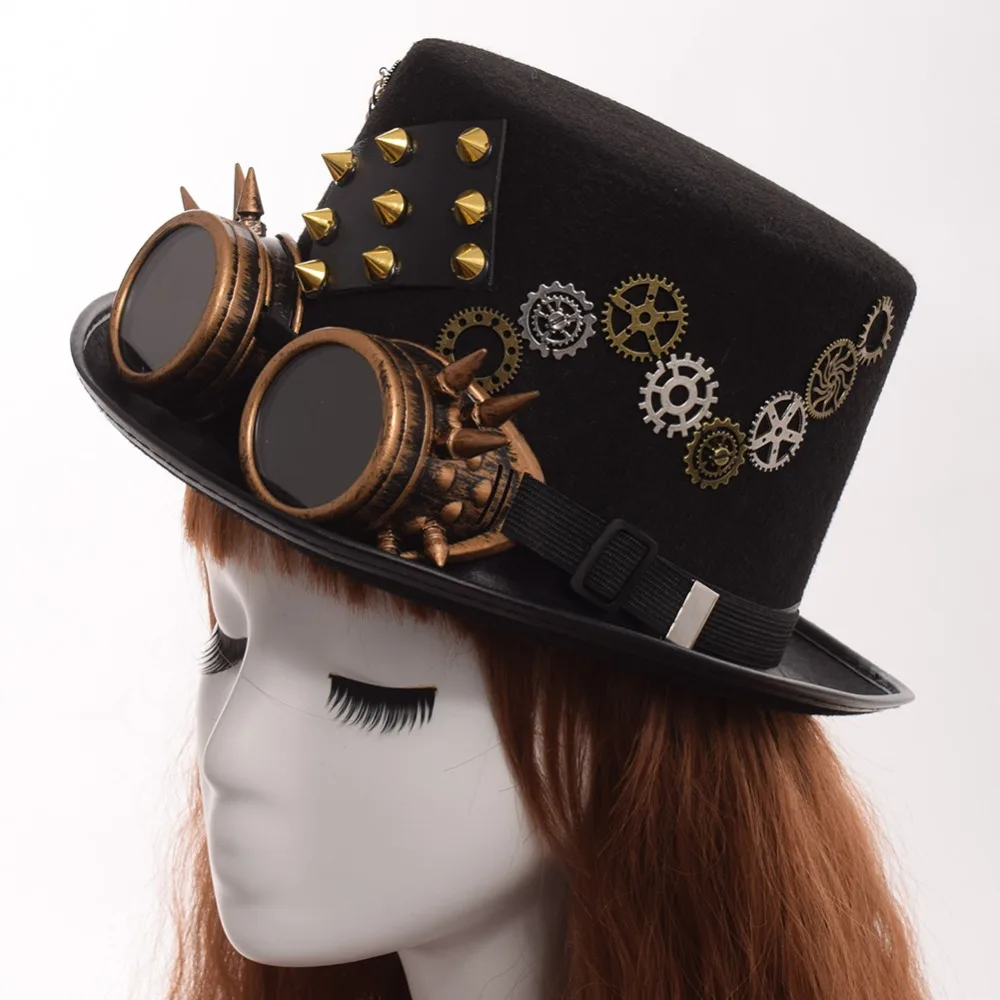 Topi Punk Steampunk Hitam dengan 