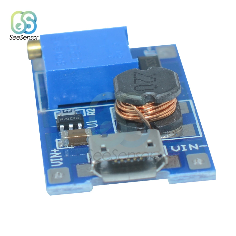 MT3608 2A DC-DC регулируемый Повышающий Модуль Boost доска с Micro USB 2 V-24 V 5V 9V 12V 28V