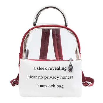 

Printing Letter Clear Transparent Backpack Jelly Candy Color Schoolbag For Teenage Girls Leather Women Student Fashion Book Ba