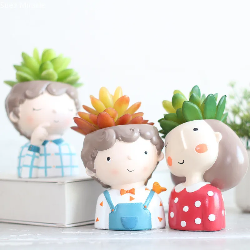 

Zakka Landscape Boy Girl Nutcracker Doll Farm Animals Planter Succulent Plants Bonsai Cactus Flower Pot Home Decorative Craft