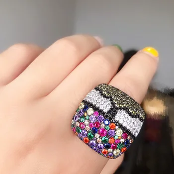 

GODKI Exclusive Clouds Life Tree Colorful CZ Stacks Rings for Women Finger Rings Beads Charm Ring Bohemian Beach Jewelry 2019