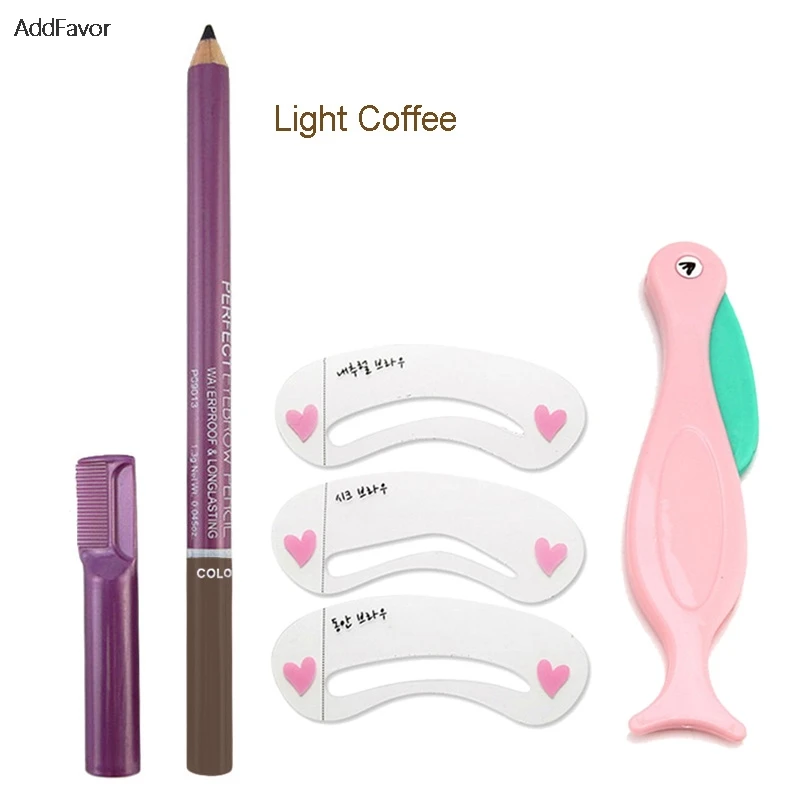 

AddFavor Eyebrow Enhancer Eyebrow Comb Eye Brow Makeup Pen, Eyebrow Razor Trimmer Brow Drawing Stencil Template Makeup Set