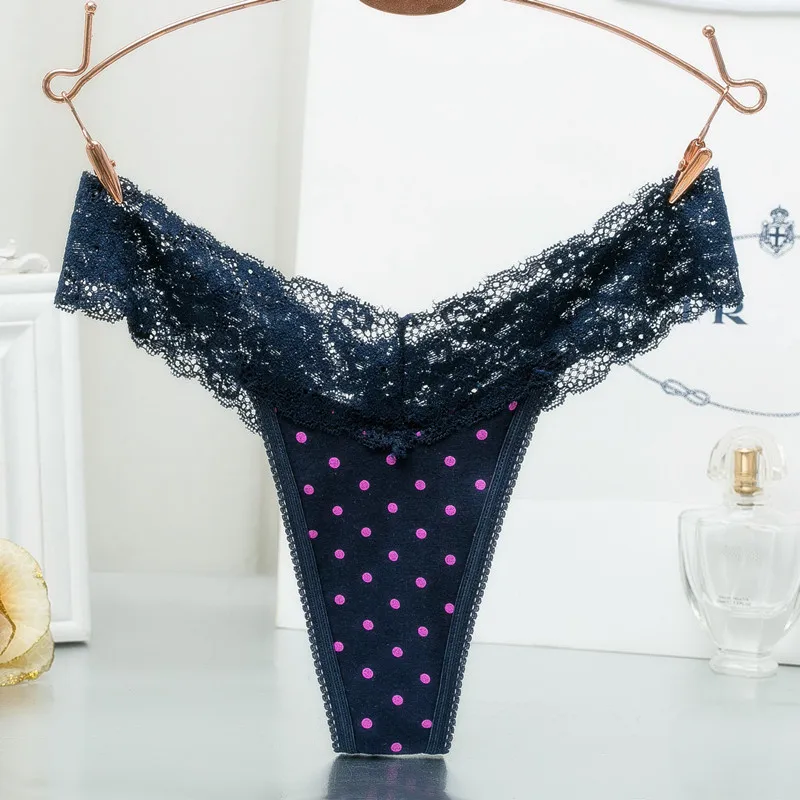 Plus Size S-XXL Woman Lace Thong G-String Sexy Briefs Lingerie Striped Panties Women Tangas Bragas T-back Female Underwear (7)