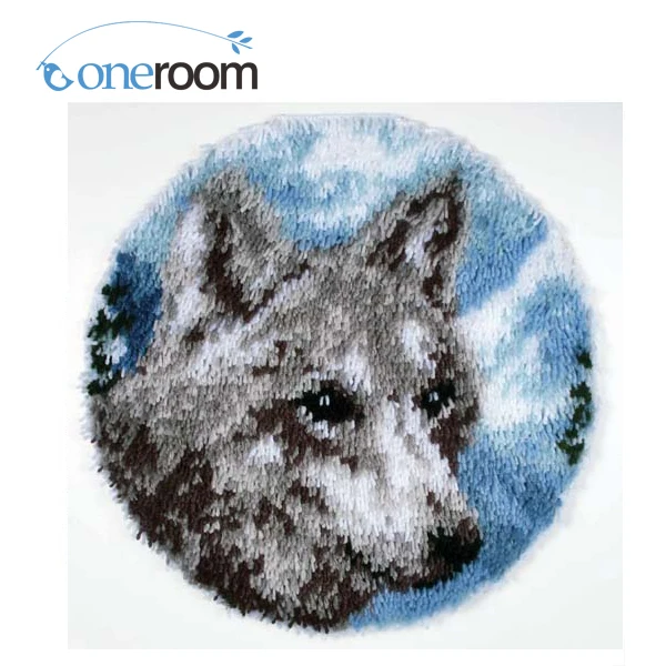 

ZD01 The Wolf Hook Rug Kit DIY Unfinished Crocheting Yarn Mat Latch Hook Rug Kit Floor