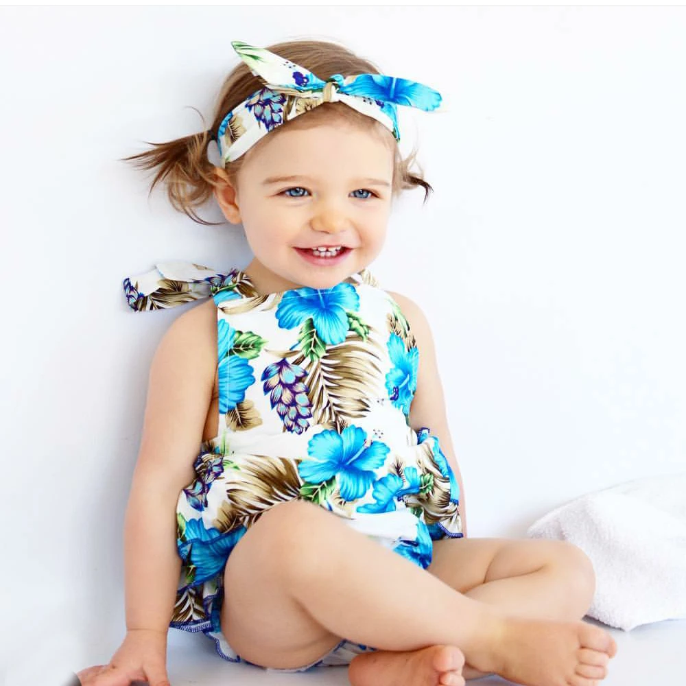 

3pcs Newborn Infant Baby Girls Clothes Suit 2017 Summer Sleeveless Flower Tops + Shorts + Headband Outfit Set for Girl Costume