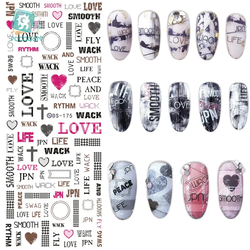 Rocooart DS175 DIY Water Transfer Nails Art Sticker Letters Elements