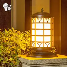 Открытый Водонепроницаемый черный Утюг акриловые круглые тени пейзаж светильник Современные колонки столб Полюс Пост Лампы E27 лампы сад