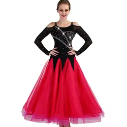 Конкурс бальных танцев платья Для женщин 2018 новый сексуальный элегантный фламенко Танцы юбка черный Цвет Стандартный Бальные платья